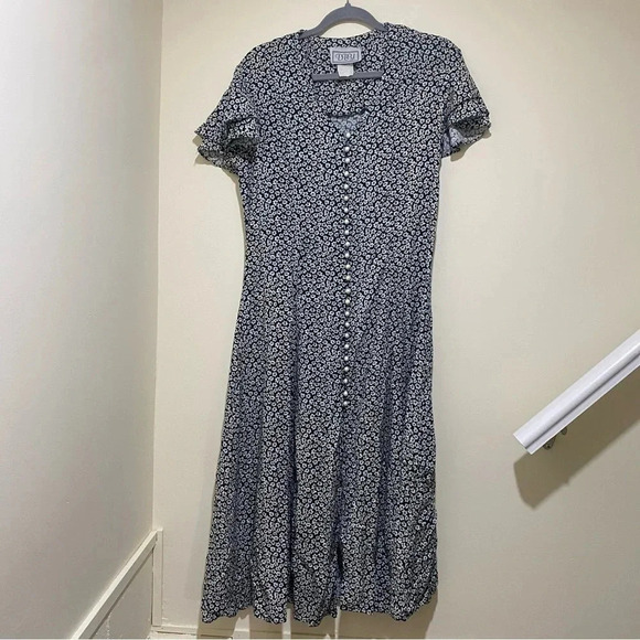 D.B.Y Dresses & Skirts - Women’s Vintage Green White Floral D.B.Y brand Dress + Pearl  buttons corset S:9